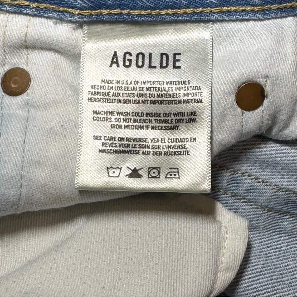 AGOLDE Parker Cut Off Jean Shorts Distressed High-Waisted size 28 Light Wash